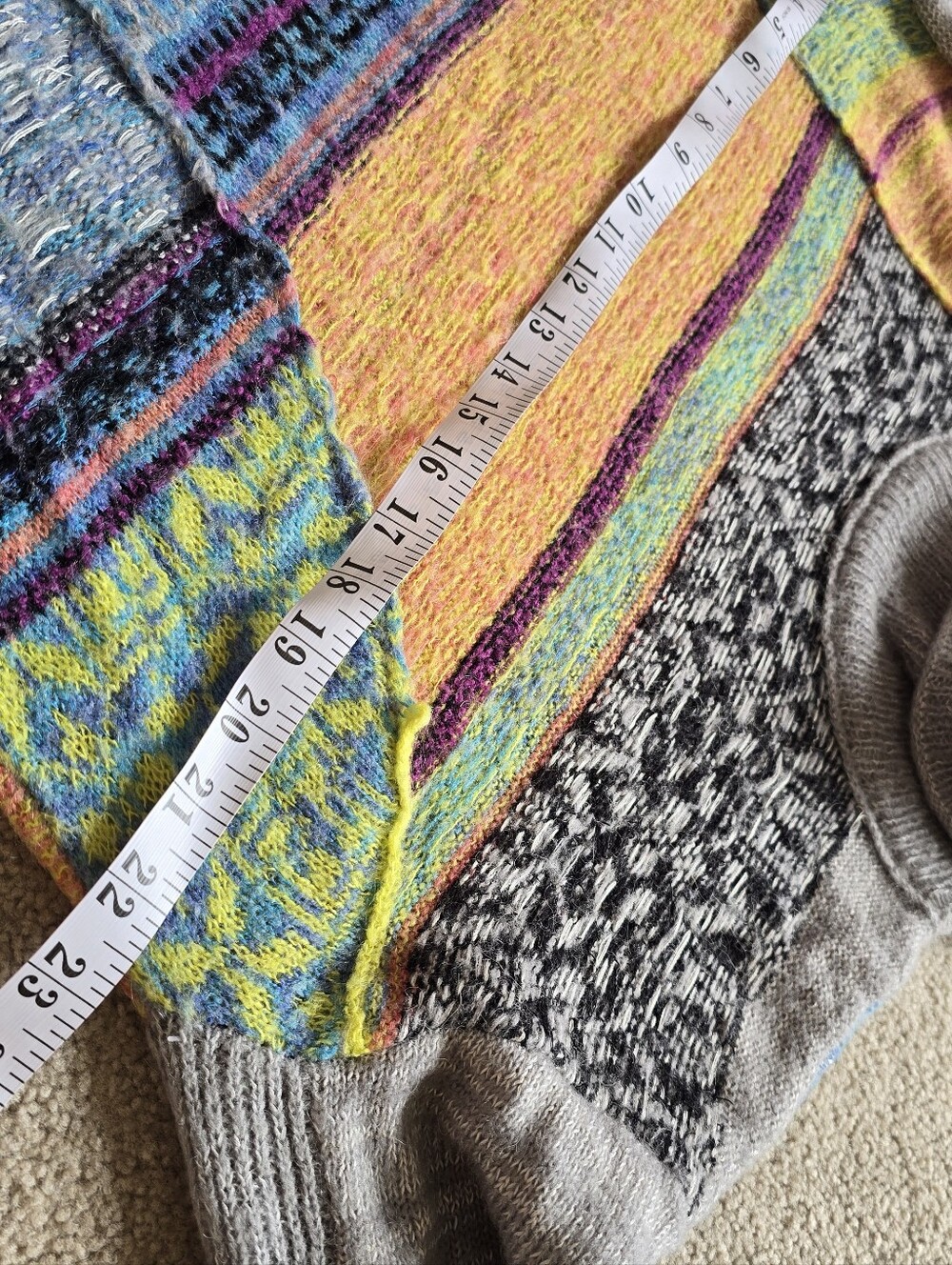 Free People This and That Stripe Multicolor Mix Print Knit Turtleneck Sweater M - Picture 8 of 10